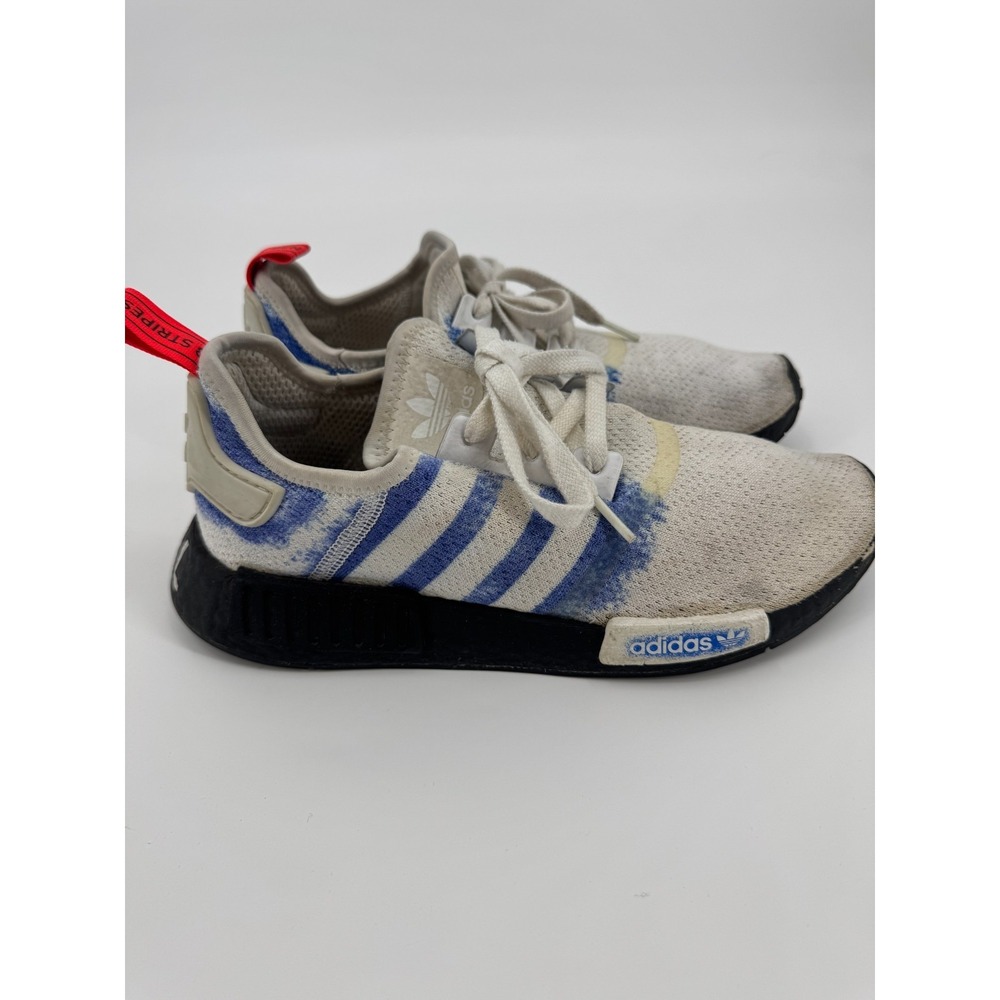 Adidas NMD_R1 G28731 Mens Sneaker 9.5 White Blue Soar ATL Athletic Running Shoes